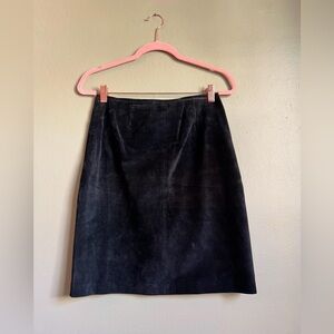 Black suede leather skirt